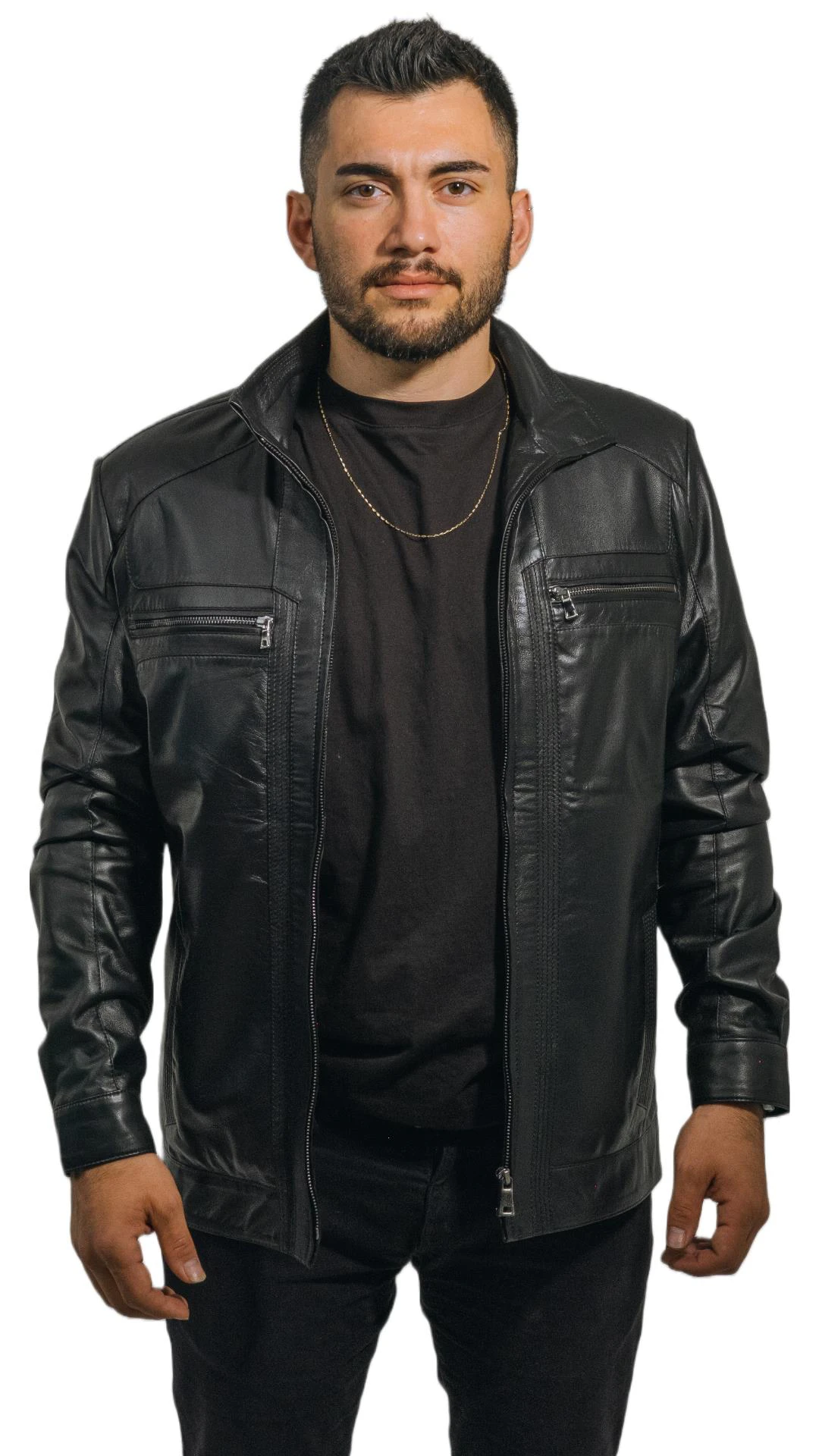Genghis Khan Black Genuine Leather Men's Jacket