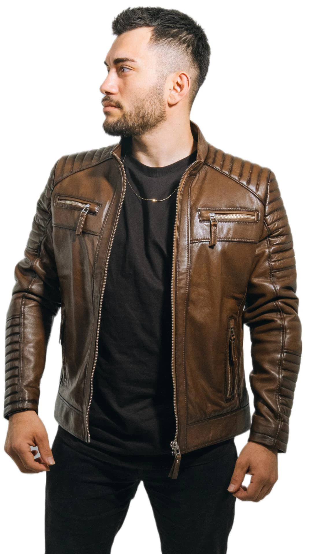 Tan Color Men's Jacket Genuine Lambskin Plus Size Brad